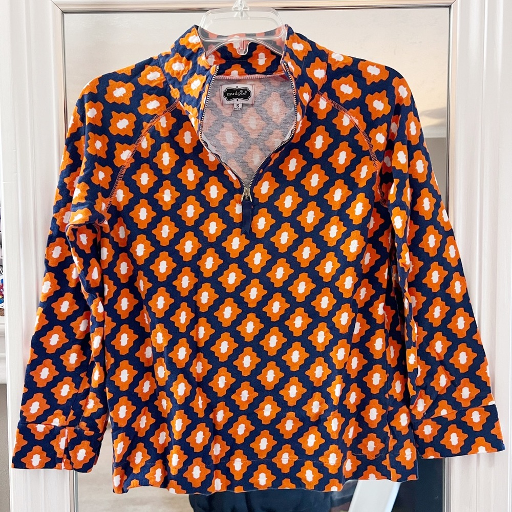 Mud Pie Orange Quarter Zip Pullover